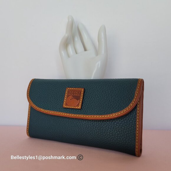 DOONEY & BOURKE Pebbled Grain Leather Continental Clutch Wallet- Teal color⭐ - Picture 3 of 16